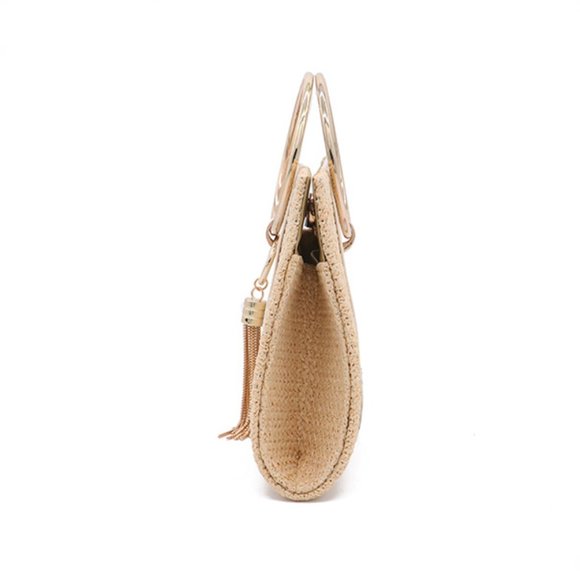 Moni Wristlet Straw Clutch Bag - V Style - Picture 4 of 8